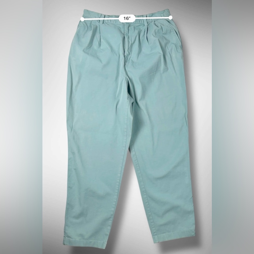 GAP High Rise Pleated Tapered Pants Mineral Blue Cotton Blend – Women’s Size 14 - Picture 11 of 16